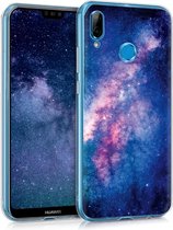 kwmobile telefoonhoesje voor Huawei P20 Lite - Hoesje voor smartphone in poederroze / roze / donkerblauw - Melkweg en Sterren design