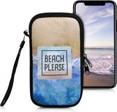 kwmobile hoesje voor smartphones M - 5,5" - hoes van Neopreen - Beach Please design - blauw / bruin - binnenmaat 15,2 x 8,3 cm