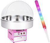 Suikerspinmachine met suikerspin LED sticks - 72 cm - 1.200 W - 50 stuks - spatbescherming