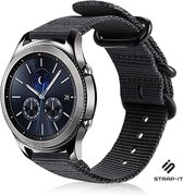 Nylon Smartwatch bandje - Geschikt voor  Samsung Gear S3 Frontier / Classic nylon gesp bandje - zwart - Strap-it Horlogeband / Polsband / Armband