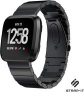 Stalen Smartwatch bandje - Geschikt voor  Fitbit Versa 2 luxe metalen bandje - zwart - Strap-it Horlogeband / Polsband / Armband