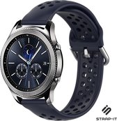 Siliconen Smartwatch bandje - Geschikt voor  Samsung Gear S3 siliconen bandje met gaatjes - donkerblauw - Strap-it Horlogeband / Polsband / Armband