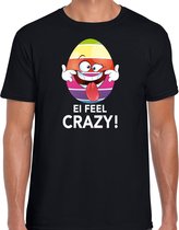 Vrolijk Paasei ei feel crazy t-shirt / shirt - zwart - heren - Paas kleding / outfit XL