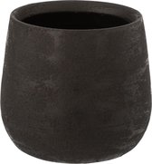 J-Line Bloempot Oneffen voor binnen - keramiek - zwart - medium - Ø 19 cm - woonaccessoires