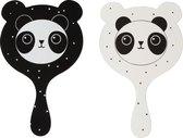 J-Line Spiegel Panda Hout Wit/Zwart Assortiment Van 2