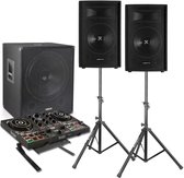 DJ set met Hercules DJ controller - Complete DJ set met 1600W geluidsinstallatie (subwoofer en tops) en Hercules Inpulse 200 controller - Zwart