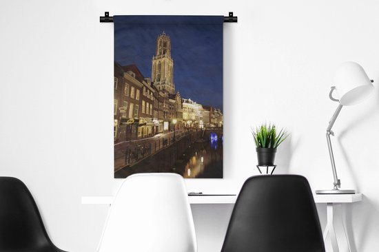 Tapisserie Utrecht - La Tour Dom et l'ancien canal d'Utrecht aux Nederland Tapisserie en coton 60x90 cm - Tapisserie avec photo