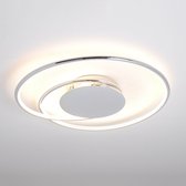 Lindby - LED plafondlamp - kunststof, metaal - H: 5 cm - wit, chroom