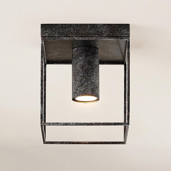Lindby - plafondlamp - 1licht - staal - H: 20 cm - GU10 - roestbruin