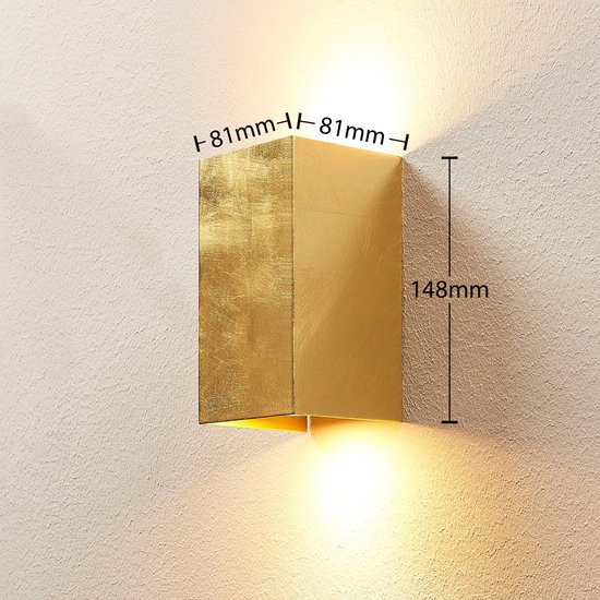 Lindby - wandlamp - 2 lichts - metaal - H: 15 cm - GU10 - mat goud