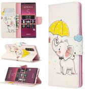 Voor Sony Xperia 5 / XZ5 Gekleurd Tekeningpatroon Horizontaal Flip Leren Case met Houder & Kaartsleuven & Portemonnee (Olifant)