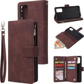 Voor Galaxy S11 Multifunctionele horizontale flip lederen tas, met kaartsleuf en houder en rits Portemonnee en fotolijst (koffie)