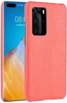 Voor Huawei P40 Pro Shockproof Crocodile Texture PC + PU Case (Rood)