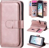 Voor iPhone 8 & 7 multifunctionele magnetische koperen gesp horizontale flip effen kleur lederen tas met 10 kaartsleuven & portemonnee & houder & fotolijst (rose goud)