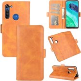 Voor Motorola Moto G8 Dubbelzijdige magnetische gesp Horizontale flip lederen tas met houder & kaartsleuven en portemonnee (geel)