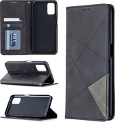 Voor Oppo A72 / A52 / A92 Rhombus Texture Horizontale Flip Magnetische Leren Case met Houder & Kaartsleuven (Zwart)