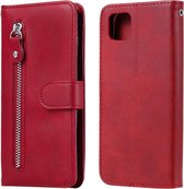 Voor Huawei Y5p Mode Kalfsstructuur Rits Horizontale Flip Leren Case met Standaard & Kaartsleuven & Portemonnee Functie (Rood)