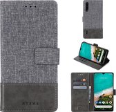 Voor Xiaomi Mi A3 MUXMA MX102 Horizontale flip canvas lederen tas met standaard & kaartsleuf & portemonnee functie (grijs)