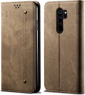 Voor Geschikt voor Xiaomi Redmi Note 8 Pro Denim-textuur Casual stijl Horizontale flip lederen tas met houder en kaartsleuven en portemonnee (kaki)