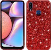 Voor Galaxy A10S Glittery Powder schokbestendige TPU Case (rood)