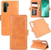 Voor Huawei Nova 7 SE Dual-side magnetische gesp horizontale flip lederen tas met houder & kaartsleuven & portemonnee (geel)
