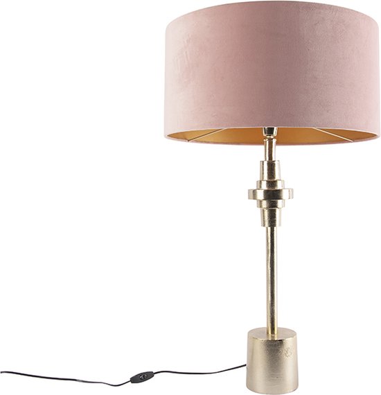 QAZQA diverso - Art Deco Tafellamp met kap - 1 lichts - H 850 mm - Roze - Woonkamer | Slaapkamer