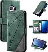 Voor Samsung Galaxy S9 Skin Feel Splicing Horizontale flip lederen tas met houder & kaartsleuven & portemonnee & fotolijst (groen)
