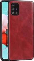 Voor Samsung Galaxy A51 Crazy Horse getextureerd kalfsleer PU + pc + TPU-hoes (rood)