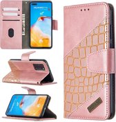 Voor Huawei P40 Bijpassende Kleur Krokodil Textuur Horizontale Flip PU Lederen Case met Houder & Kaartsleuven & Portemonnee (Rose Goud)