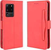 Voor Galaxy S20 Ultra / S20 Ultra 5G Wallet Style Skin Feel Calf Pattern Leather Case met aparte kaartsleuf (rood)