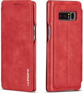 Voor Galaxy Note 8 Hon Ancient Series lederen tas met kaartsleuven en houder en portemonnee (rood)