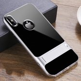 Voor iPhone XS Max Crystal Shockproof TPU + PC Case met houder (Space Silver)