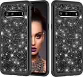 Voor LG V60 ThinQ 5G / G9 ThinQ Glitter Poeder Contrast Huid Schokbestendig Siliconen + PC Beschermhoes (Zwart)