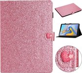 Voor Samsung Galaxy Tab A 10.5 T590 Love Buckle Glitter Horizontal Flip Leather Case met houder & kaartsleuven (roze)