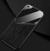Voor iPhone 6Plus / 6s Plus All-inclusive leer + telefoonhoes van organisch glas met metalen ijzeren plaat (zwart)