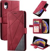 Voor iPhone XR Skin Feel Splicing Horizontale flip lederen tas met houder & kaartsleuven & portemonnee & fotolijst (rood)