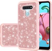 Voor LG K51 Glitter Poeder Contrast Huid Schokbestendig Siliconen + PC Beschermhoes (Rose Goud)