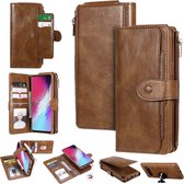 Voor Galaxy S10 5G multifunctionele retro afneembare magnetische horizontale flip lederen tas met kaartsleuven en houder en portemonnee en fotolijst (bruin)