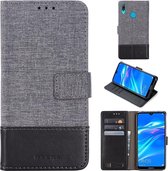 Voor Huawei Y7 Pro (2019) MUXMA MX102 Horizontale flip canvas lederen tas met standaard en kaartsleuf en portemonnee functie (zwart)