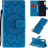 Voor Sony Xperia L4 reliÃ«f zonnebloem patroon horizontale flip pu lederen tas met houder & kaartsleuven & portemonnee & lanyard (blauw)