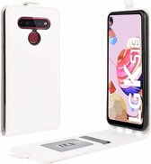 Voor LG K41S / K51S R64 textuur enkele verticale flip lederen beschermhoes met kaartsleuven en fotolijst (wit)