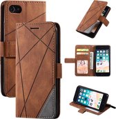 Voor iPhone SE 2020/8/7 Skin Feel Splicing Horizontale Flip Leather Case met houder & kaartsleuven & portemonnee & fotolijst (bruin)