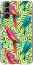Casetastic Samsung Galaxy S21 4G/5G Hoesje - Softcover Hoesje met Design - Tropical Parrots Print