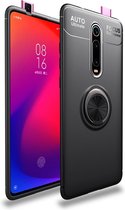 Metalen ringhouder 360 graden roterende TPU-hoes voor Xiamo Redmi K20 / K20Pro / Xiamo 9T (zwart + zwart)