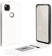 Voor Google Pixel 4a R64 textuur enkele verticale flip lederen beschermhoes met kaartsleuven en fotolijst (wit)