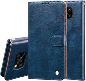 Voor Xiaomi Poco X3 NFC Business Style Oil Wax Texture Horizontale Flip Leather Case, met houder & kaartsleuven & portemonnee (blauw)