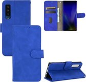 Voor Fujitsu Arrows NX9 F-52A Effen Kleur Huidgevoel Magnetische Gesp Horizontale Flip Kalf Textuur PU Lederen Case met Houder & Kaartsleuven & Portemonnee (Blauw)