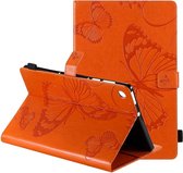 Voor Lenovo Tab M10 Plus TB-X606F Geperst afdrukken Vlinderpatroon Horizontale flip lederen tas met houder & kaartsleuven & portemonnee & slaap- / wekfunctie (oranje)