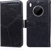 Voor Huawei Y9a Geometrische stiksels Horizontale flip TPU + PU lederen tas met houder & kaartsleuven en portemonnee (zwart)