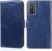 Voor Huawei Honor 10X Lite Geometrische stiksels Horizontale flip TPU + PU lederen tas met houder & kaartsleuven en portemonnee (blauw)